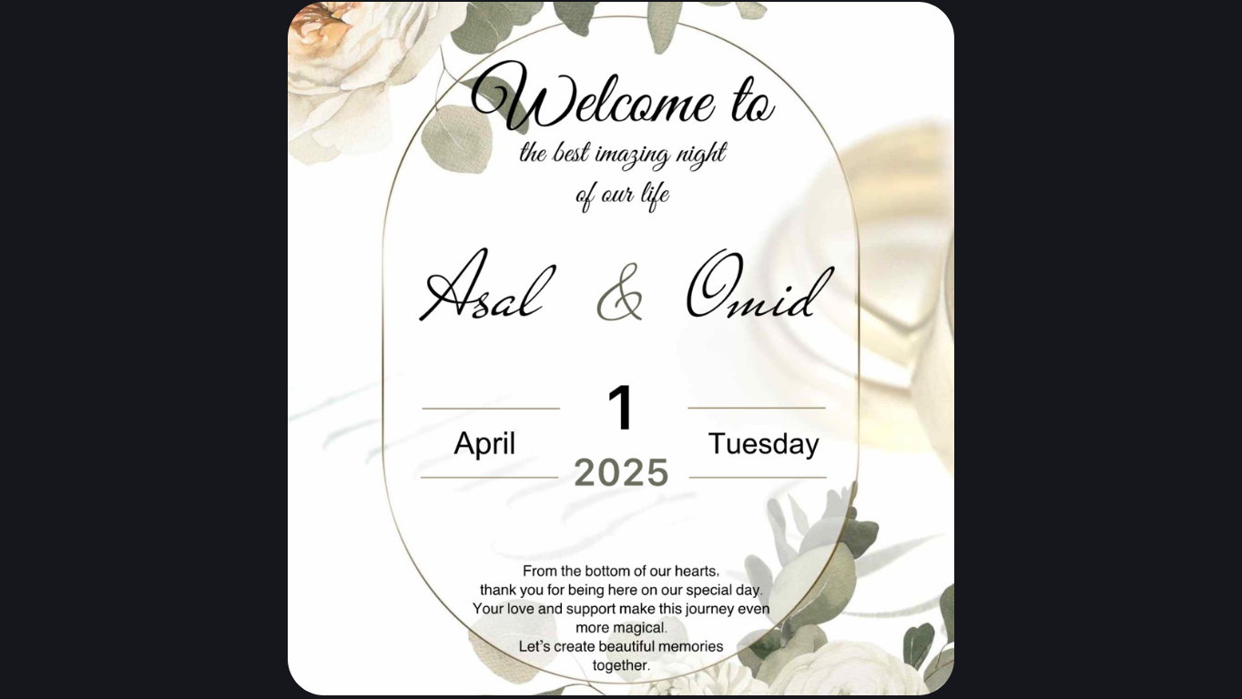 wedding welcome card